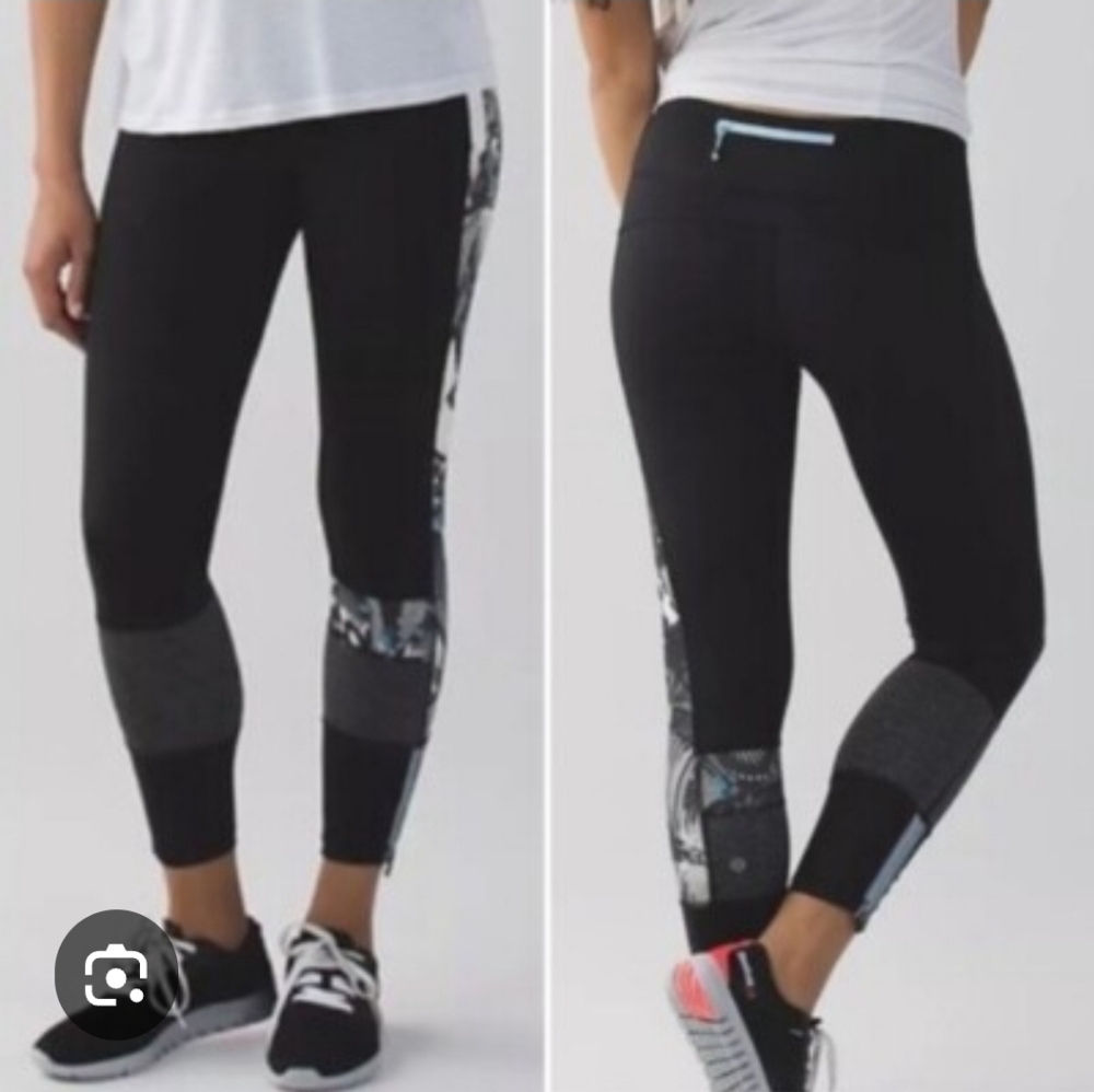Lululemon Athletica Black and Gray Panel Leggings